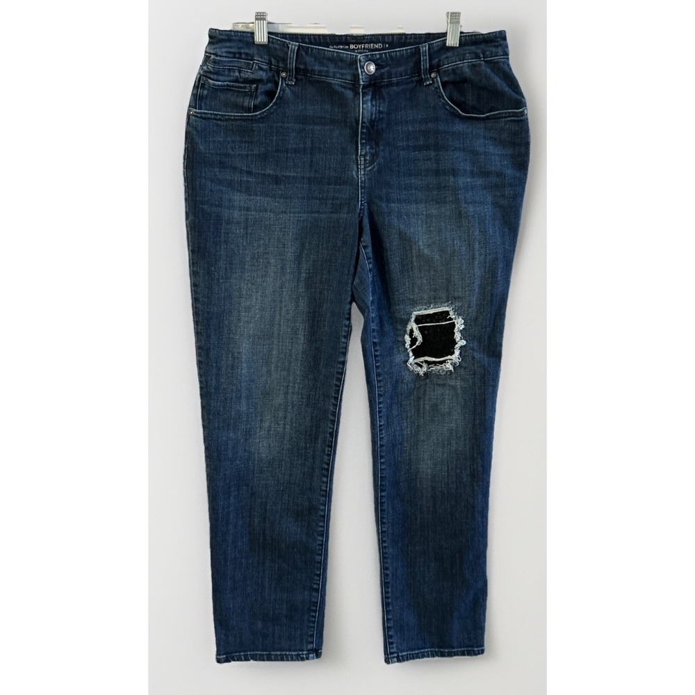 Women's Chicos Boyfriend ‎ Fit Jeans Stretch Denim Sz 12 (2) EC NO Pilling
